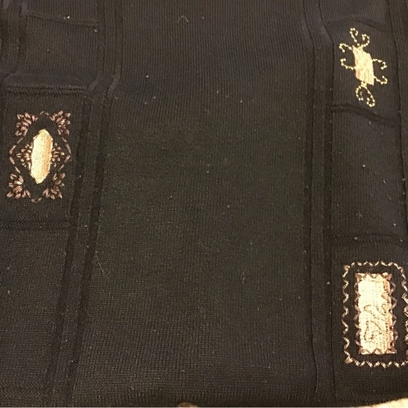 FENG CHEN WANG WOMENS SZ M WOOL SWEATER BLACK W GOLD ACCENTS DESIGNER - Picture 3 of 3